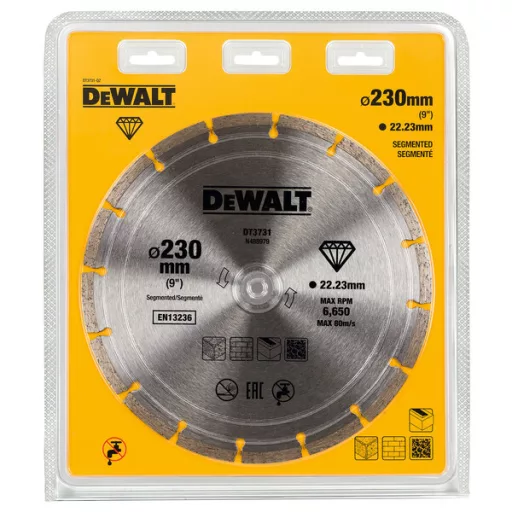 DEWALT gyémánt vágótárcsa DT3731-QZ 230x22,2x10,0mm (Általános építőipari anyagok és beton vágásához)