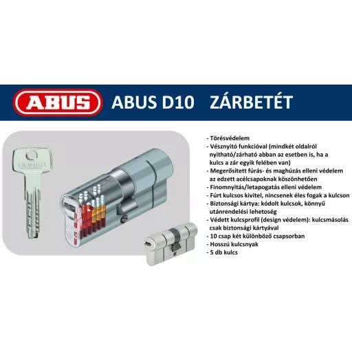 Cilinder zárbetét 5-kulcs 35x50 ABUS  - D10NP LAPONMART kétoldali fúrásvédelem