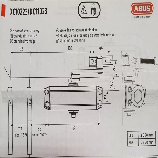 ABUS olajfékes ajtóbehúzó DC10223 - EZÜST (40-60 kg-ig)