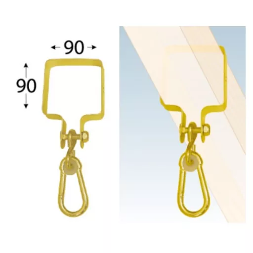 Hintahorog + karabíner 90x 90mm MHK  - N°8859 SZÖGLETES BILINCSSEL!!