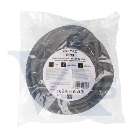 Hosszabbító 20fm Gumi szigetelt FEKETE - ENTAC ESEC44G-20 (3x1,5mm2)