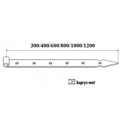 Hosszúpánt 300mm FEKETE  - Festett fekete rácsavarozható