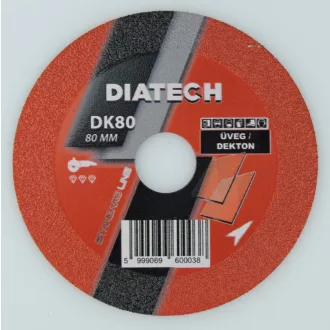   DIATECH üvegvágó és csiszolótárcsa DK  80      80x22,2x16,0mm (Galván bevonatú tárcsa)