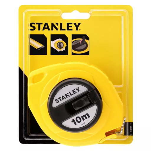 STANLEY mérőszalag 10,0fm/9,5mm ACÉL - Zárt földmérő, SÁRGA-FEKETE (0-34-102)