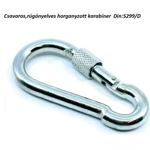 Karabíner D   60x  6 DIN5299  - CSAVAROS  Teherbírás:  40kg