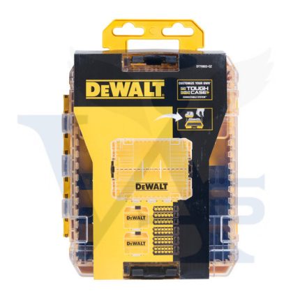 DEWALT Bitfej tárolószertiment doboz DT70803-QZ - TOUGH CASE+, Vékony (közepes + kis tartozékos tárolók)