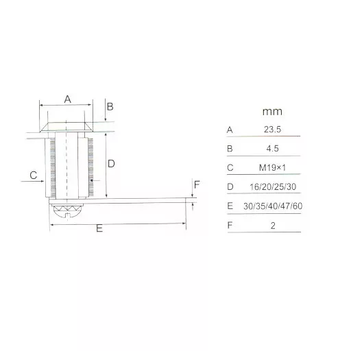 Lemezszekrény zár Cilinderes 16mm CL103-16_55-10 - IMPORT, króm (2 kulcs
 2-oldalas)