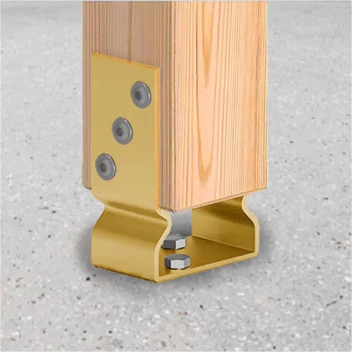 Oszloptartó Csavarozható   80mm - Emelt kivitel SÁRGA passzivált       4mm	81x150x60	