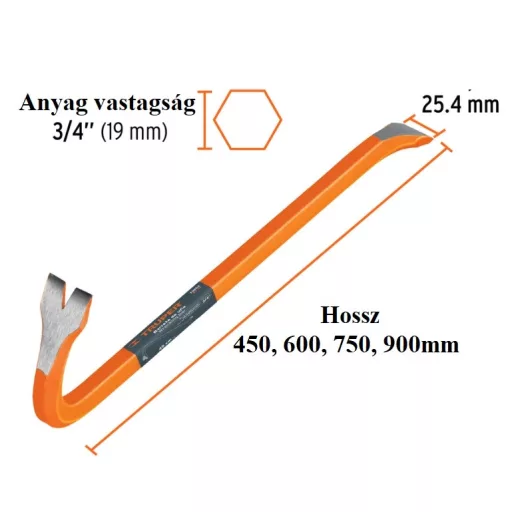 Ládabontó   600mm TRUPER (hatszög anyag, 19x600mm, hajlított)