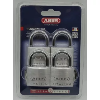   Lakat 40mm azonos zárlatú ABUS - TITALIUM  727TI/40  "QUADS"   (4db lakat- 5db kulcs)