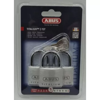   Lakat 40mm azonos zárlatú ABUS - TITALIUM  727TI/40  "TRIPLES"  (3db lakat- 4db kulcs) -569586-