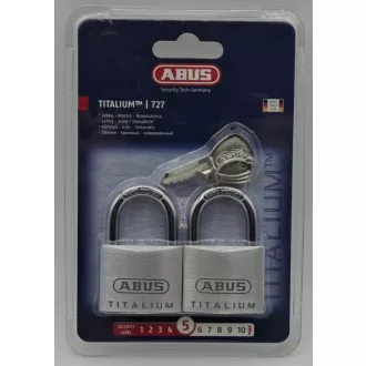   Lakat 40mm azonos zárlatú ABUS - TITALIUM  727TI/40  "TWINS"    (2db lakat- 3db kulcs)