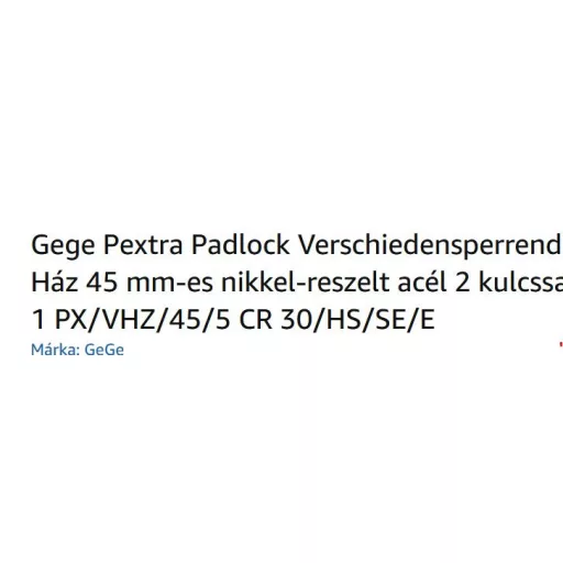 Lakat 45mm nikkelezett "PEXTRA" - 2-kulcsos (acél lakat)