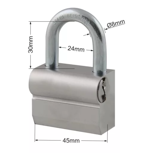 Lakat 45mm nikkelezett "PEXTRA" - 2-kulcsos (acél lakat)