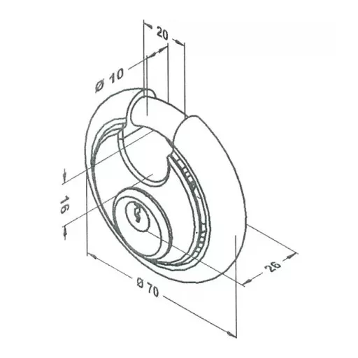 Lakat 70mm O-lakat ELZETT DISCOS - DS970-H-NI (2-kulcsos)