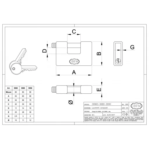 Lakat 90mm U-lakat IBFM-9990 Páncélozott 2-kulcsos
