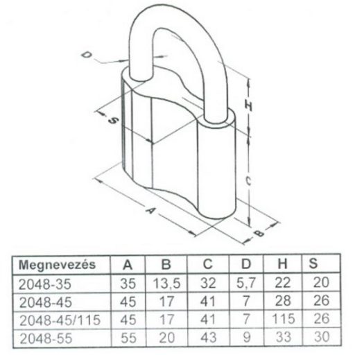 Lakat TUTIUS 2048/35-2 kulcsos  - Cilinderes