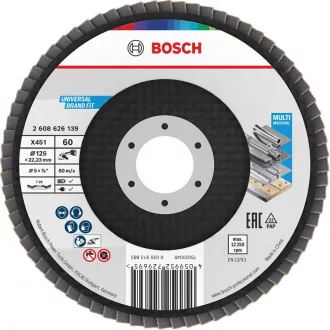   BOSCH lamellás csiszolókorong X451-125mm P  60 - MULTI-Material HAJLÍTOTT (fém-fa megmunkálására)