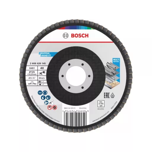 BOSCH lamellás csiszolókorong X451-125mm P  40 - MULTI-Material EGYENES (fém-fa megmunkálására)