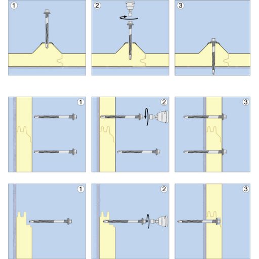Lemezcsavar 6,3/5,5x120 ÖNFÚRÓ Szendvicspanelhez - HATLAP + EPDM alétét (Ø16mm)