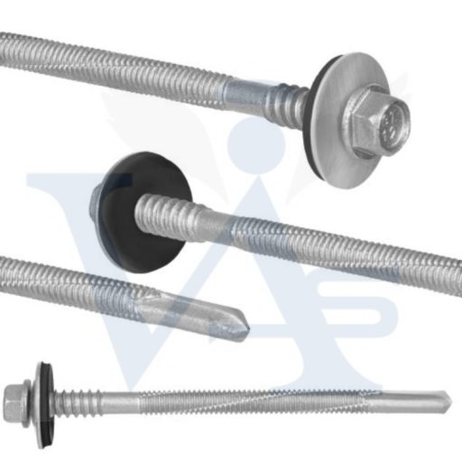 Lemezcsavar 6,3/5,5x160 ÖNFÚRÓ Szendvicspanelhez - HATLAP + EPDM alátét (Ø16mm)