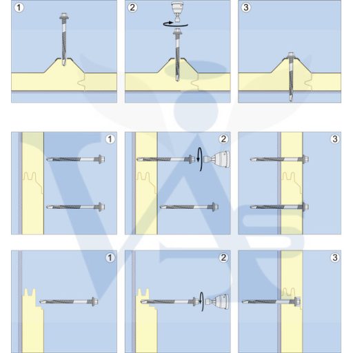 Lemezcsavar 6,3/5,5x210 ÖNFÚRÓ Szendvicspanelhez - HATLAP + EPDM alátét (Ø19mm)