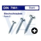 Lemezcsavar ÖNMETSZŐ-DF 4,8x  50,0mm  - D-fej Horg.(Zn) DIN7981/C