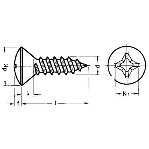 Lemezcsavar ÖNMETSZŐ-LF 4,8x  25,0mm  - LENCSE-FEJ DIN7983