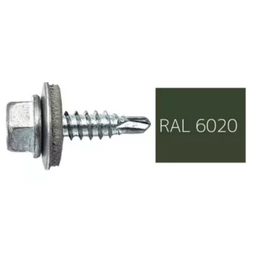 Lemezcsavar RAL 4,8x 19,0mm  EPDM RAL6020  - ÖNFÚRÓ-FÉM HATL. DIN7504/K. (krómzöld)