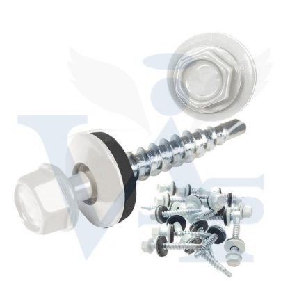 Lemezcsavar RAL 4,8x 19,0mm  EPDM RAL9010  - ÖNFÚRÓ-FÉM HATL. DIN7504/K (tisztafehér)