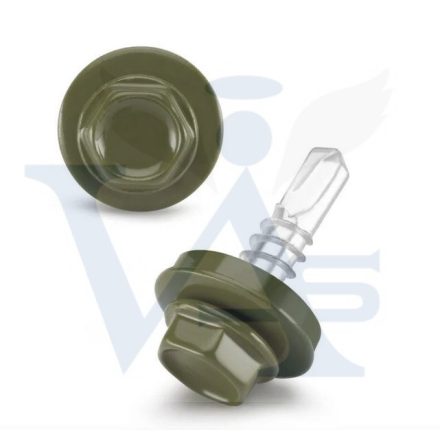 Lemezcsavar RAL 4,8x 19,0mm EPDM RAL6003  - ÖNFÚRÓ-FÉM HATL. DIN7504/K (olivazöld)