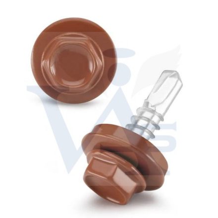 Lemezcsavar RAL 4,8x 19,0mm EPDM RAL8004  - ÖNFÚRÓ-FÉM HATL. DIN7504/K (rézbarna)