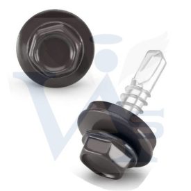   Lemezcsavar RAL 4,8x 19,0mm EPDM RAL8019  - ÖNFÚRÓ-FÉM HATL. DIN7504/K (szürkésbarna)