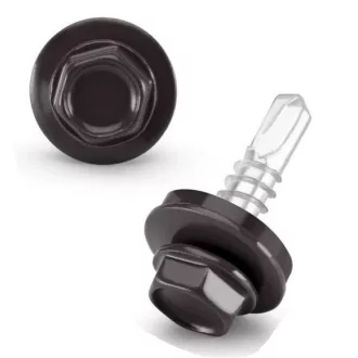   Lemezcsavar RAL 4,8x 19,0mm EPDM RAL8019  - ÖNFÚRÓ-FÉM HATL. DIN7504/K (szürkésbarna)