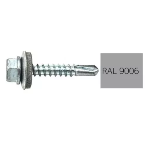 Lemezcsavar RAL 4,8x 19,0mm EPDM RAL9006  - ÖNFÚRÓ-FÉM HATL. DIN7504/K (fehéralumínium)