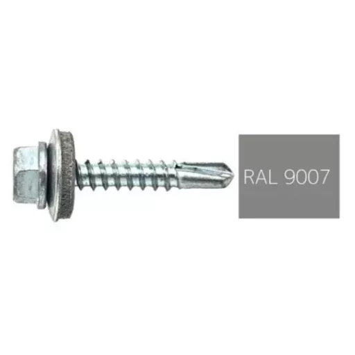 Lemezcsavar RAL 4,8x 19,0mm EPDM RAL9007  - ÖNFÚRÓ-FÉM HATL. DIN7504/K (szürkealumínium)