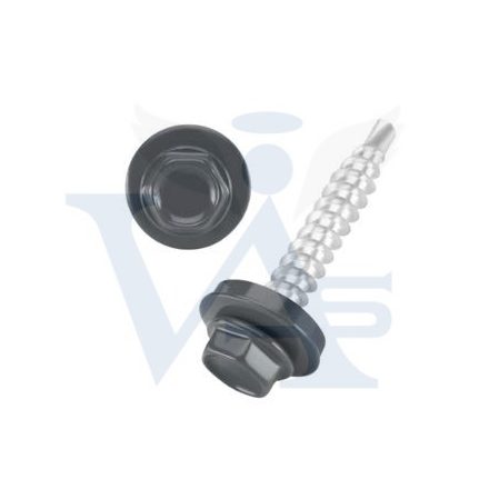 Lemezcsavar RAL 4,8x 19,0mm FŰZŐ EPDM RAL7022  - ÖNFÚRÓ-FÉM HATL. DIN7504/K (umbraszürke)