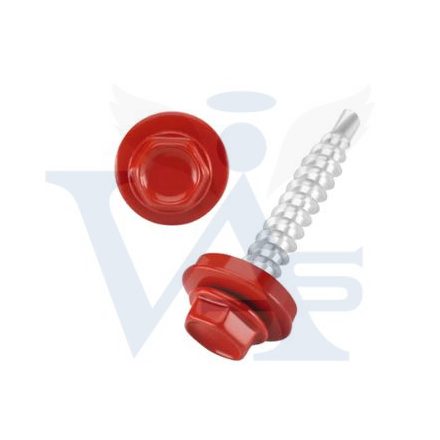 Lemezcsavar RAL 4,8x 19,0mm FŰZŐ EPDM RAL3000  - ÖNFÚRÓ-FÉM HATL. Din7504/K (tűzvörös)