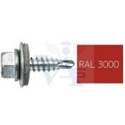 Lemezcsavar RAL 4,8x 19,0mm FŰZŐ EPDM RAL3000  - ÖNFÚRÓ-FÉM HATL. Din7504/K (tűzvörös)