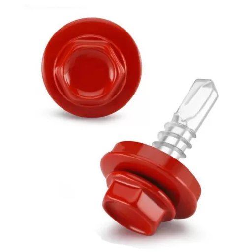 Lemezcsavar RAL 4,8x 19,0mm FŰZŐ EPDM RAL3000  - ÖNFÚRÓ-FÉM HATL. Din7504/K (tűzvörös)