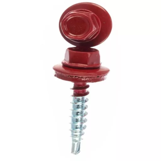 Lemezcsavar RAL 4,8x 19,0mm FŰZŐ EPDM RAL3011  - ÖNFÚRÓ-FÉM HATL. DIN7504/K (barnásvörös)