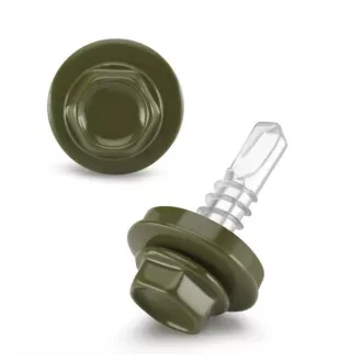   Lemezcsavar RAL 4,8x 19,0mm FŰZŐ EPDM RAL6003  - ÖNFÚRÓ-FÉM HATL. DIN7504/K (olivazöld)