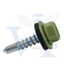 Lemezcsavar RAL 4,8x 19,0mm FŰZŐ EPDM RAL6011  - ÖNFÚRÓ-FÉM HATL. DIN7504/K (rezedazöld)