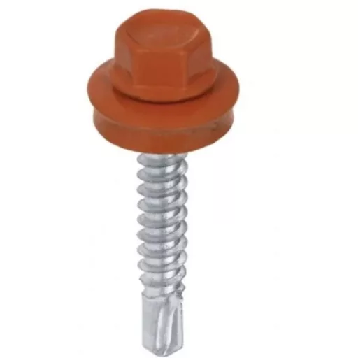 Lemezcsavar RAL 4,8x 19,0mm FŰZŐ EPDM RAL8004  - ÖNFÚRÓ-FÉM HATL. DiN7504/K (rézbarna)