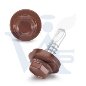   Lemezcsavar RAL 4,8x 19,0mm FŰZŐ EPDM RAL8012  - ÖNFÚRÓ-FÉM HATL. DiN7504/K (vörösesbarna)