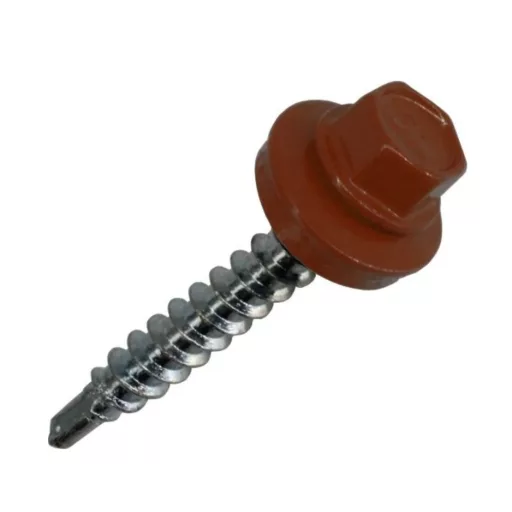 Lemezcsavar RAL 4,8x 19,0mm FŰZŐ EPDM RAL8012  - ÖNFÚRÓ-FÉM HATL. DiN7504/K (vörösesbarna)