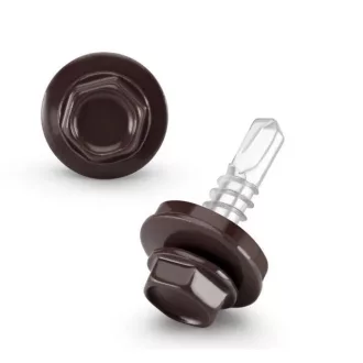   Lemezcsavar RAL 4,8x 19,0mm FŰZŐ EPDM RAL8017  - ÖNFÚRÓ-FÉM HATL. DiN7504/K
(csokoládé barna)