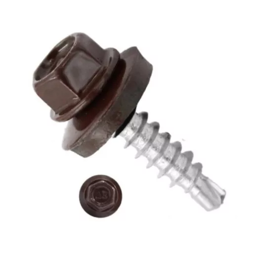 Lemezcsavar RAL 4,8x 19,0mm FŰZŐ EPDM RAL8017  - ÖNFÚRÓ-FÉM HATL. DiN7504/K
(csokoládé barna)