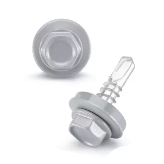   Lemezcsavar RAL 4,8x 19,0mm FŰZŐ EPDM RAL9006  - ÖNFÚRÓ-FÉM HATL. DiN7504/K.(fehéralumínium)