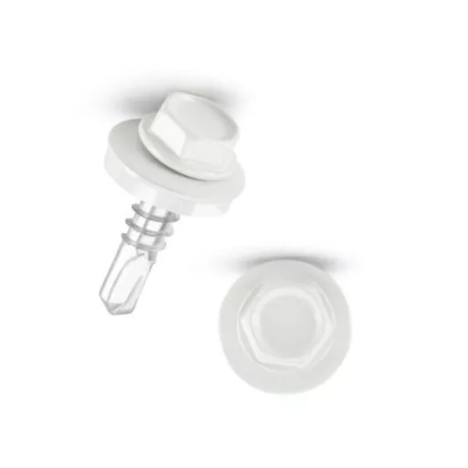 Lemezcsavar RAL 4,8x 19,0mm FŰZŐ EPDM RAL9010  - ÖNFÚRÓ-FÉM HATL. DiN7504/K (tisztafehér)